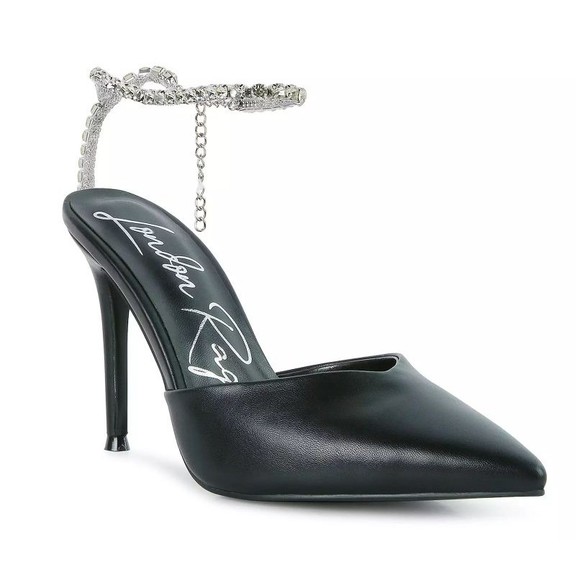 London RagWomen's Diamante Embellished Rhinestone Stiletto Mule Sandals NIB 7M
